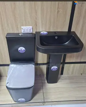 Black Water Closet da Pedestal Wash Basin Set