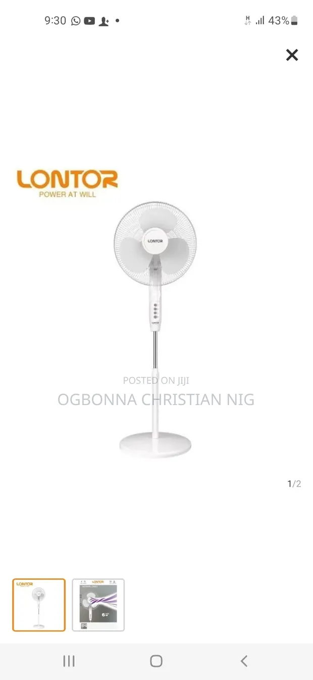 16-inch Lontor Standing Fan - Brand New - 1