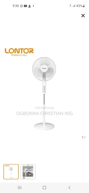 16-inch Lontor Standing Fan - Brand New