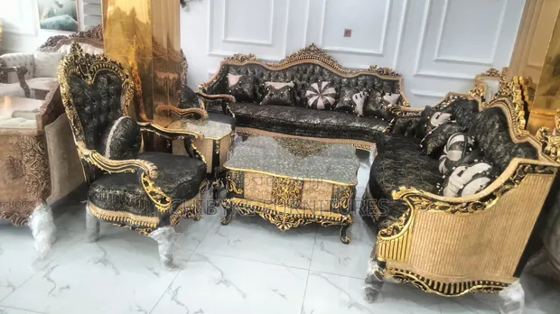 Royal Sofa Chair Set with Center Table & Stools - 1