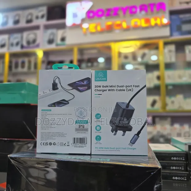USAMS 20W GaN Mini Dual-Port Fast Charger da Kebul (UK) - 1