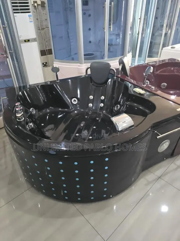 Luxury Glossy Maroon Corner Jacuzzi Tub - 1