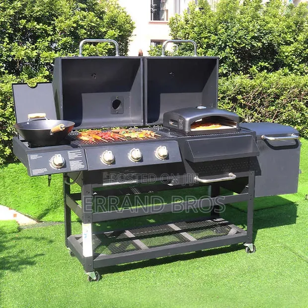 Multi XL 4-in-1 Gas Grill, Smoker, Side Burner, Black - 1