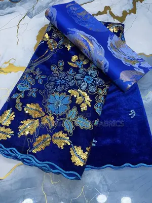 Floral Velvet Fabric with Sequins - 5 Yards
