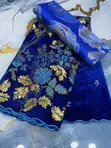 Floral Velvet Fabric with Sequins - 5 Yards - 1