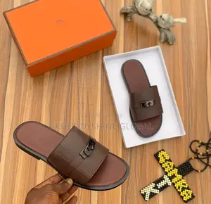 Brown Leather Slide Sandal Mai Kwallon Karfe