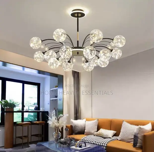 Luxury Glass Ball LED Chandelier - Black/Gold - 1