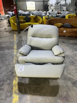 Modern Recliner Sofa - Grey Leather