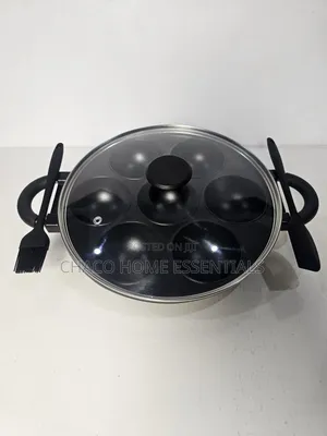 7-Hole Non-Stick Masa & Cake Maker Pan with Glass Lid