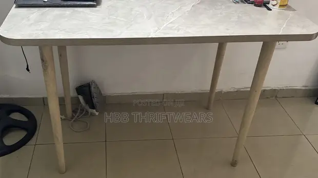 Marble Top Table with Wooden Legs - 1