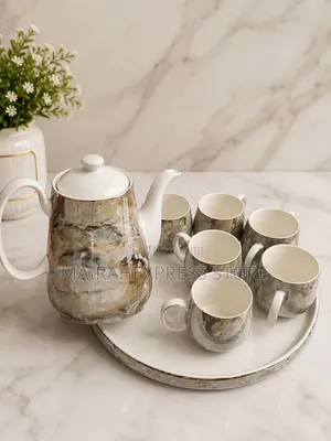 7-in-1 Rotating Base Ceramic Jug and Tea Cup Set