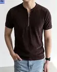 Modern Ribbed Quarter Zip Tee - Navy Blue - 4