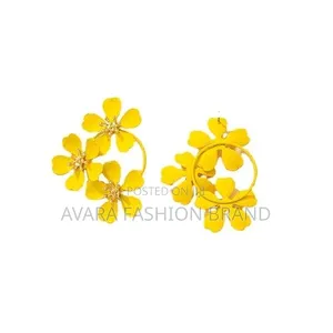 Camellia Flower Earrings - Yellow