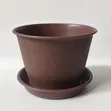 Babban Kwalin Shuka na Filastik da Saucer - Brown/Light Gray - 3