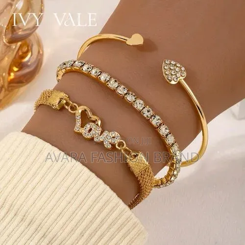 Mace-mace 3-Piece Soyayyar Zuciya Zircon na Mata - 1