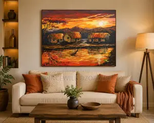 Original Hand-Painted Wall Art: Reflection of Old Home
