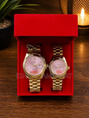 Couples Wrist Watch and Fashion Bead Necklace Set