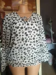 Black & White Leopard Print Long Sleeve Top - 1