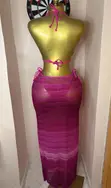 3-Piece Pink Bikini Set with Cover-Up Skirt - 3