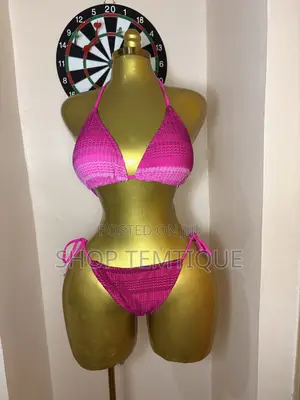 3-Piece Pink Bikini Set with Cover-Up Skirt