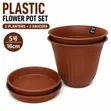 2pcs Plastic Flower Pots with Saucers - 16cm - 1