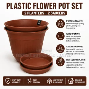 2pcs Plastic Flower Pots with Saucers - 16cm