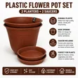 2pcs Plastic Flower Pots with Saucers - 16cm - 2