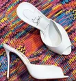 Christian Louboutin White Patent Peep-Toe Mule Heels Size 37-42 - 1