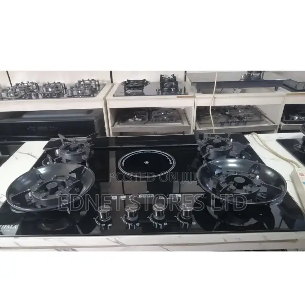 Phiima 4+1 Flip Up Kitchen Cookertop Hob, Tempered Glass - 1