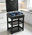 Crown Star 4-Burner Standing Gas Stove 50x50cm | Double Shelf - 5