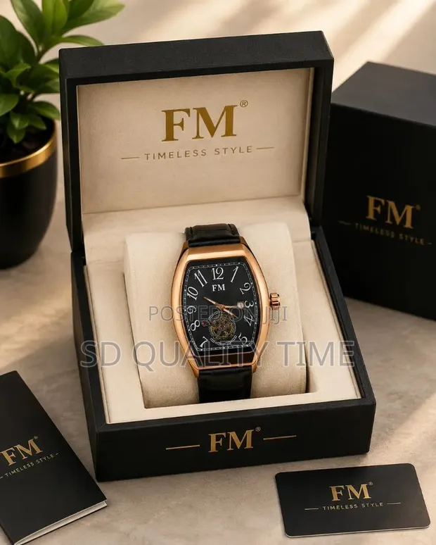 FM Leather Wrist Watch for Men - 1
