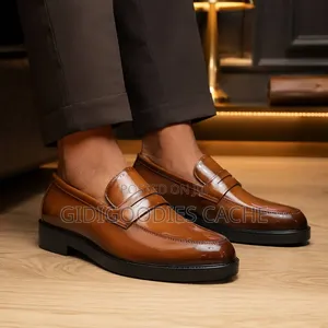 Men's Patent Leather Penny Loafers - Black