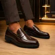 Men's Patent Leather Penny Loafers - Black - 3