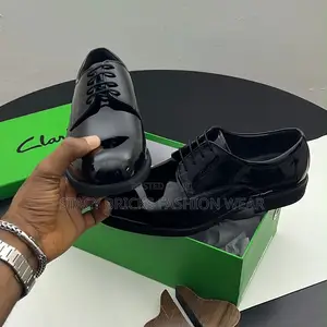 Clarks 'Wet Look' Office Shoes - Black Leather