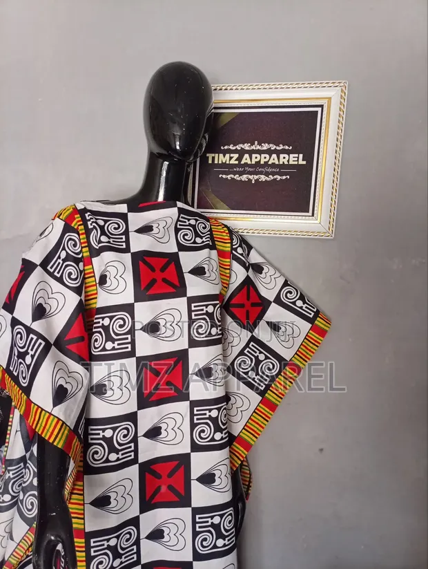 Short Black Bubu Dress - Ankara Fabric - 1