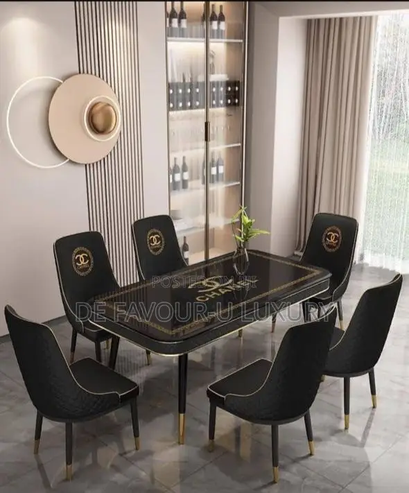 Home Interiors Marble Dining Table with 6 Chairs - 1