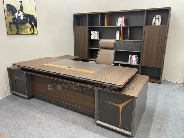 Executive Office Table, Chair & Bookshelf Set - 1