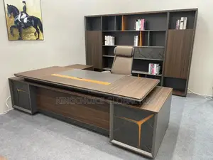 Executive Office Table, Chair & Bookshelf Set