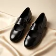 Zara Flat Loafers - Black Faux Leather - 4