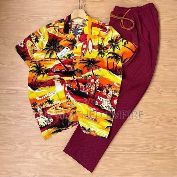 2 Piece T-shirt Mai Girma da Wando Mai Sauƙi - 1
