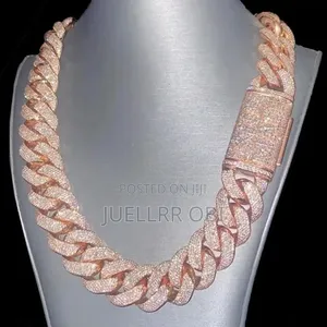 Heavy Miami Cuban Link Chain VVS Moissanite, Rose Gold Plated