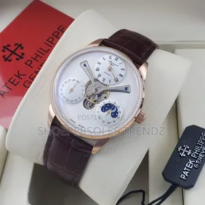 Philippe Patek Leather Chronograph Wrist Watch