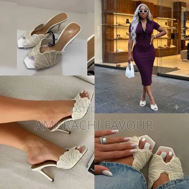 Luxury Pearl Beaded Stiletto Heel Mules - 1
