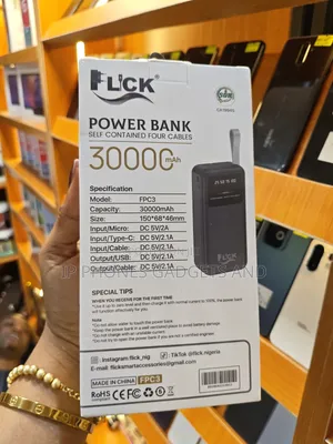 FLCK FPC3 30000mAh Power Bank with 4 Cables & LED Display