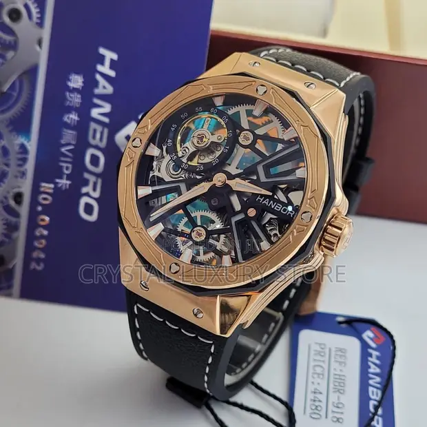 Hanboro Luxury Namijin Gaskiyar Fata Agogo - 1