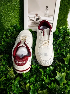 Premium SENMA Sneakers - White with Burgundy