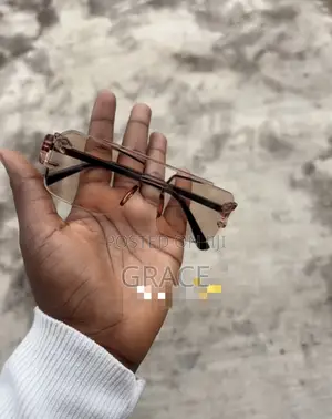 Rimless Rectangle Fashion Glasses - Brown
