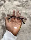 Rimless Rectangle Fashion Glasses - Brown - 3