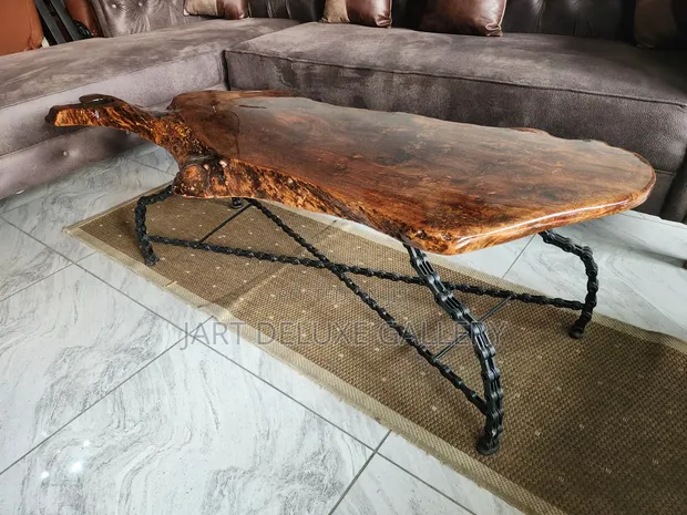 Live-Edge Wooden Epoxy Coated Center Table - 1