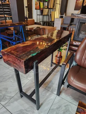 Stylish Wooden Log Epoxy Console Table